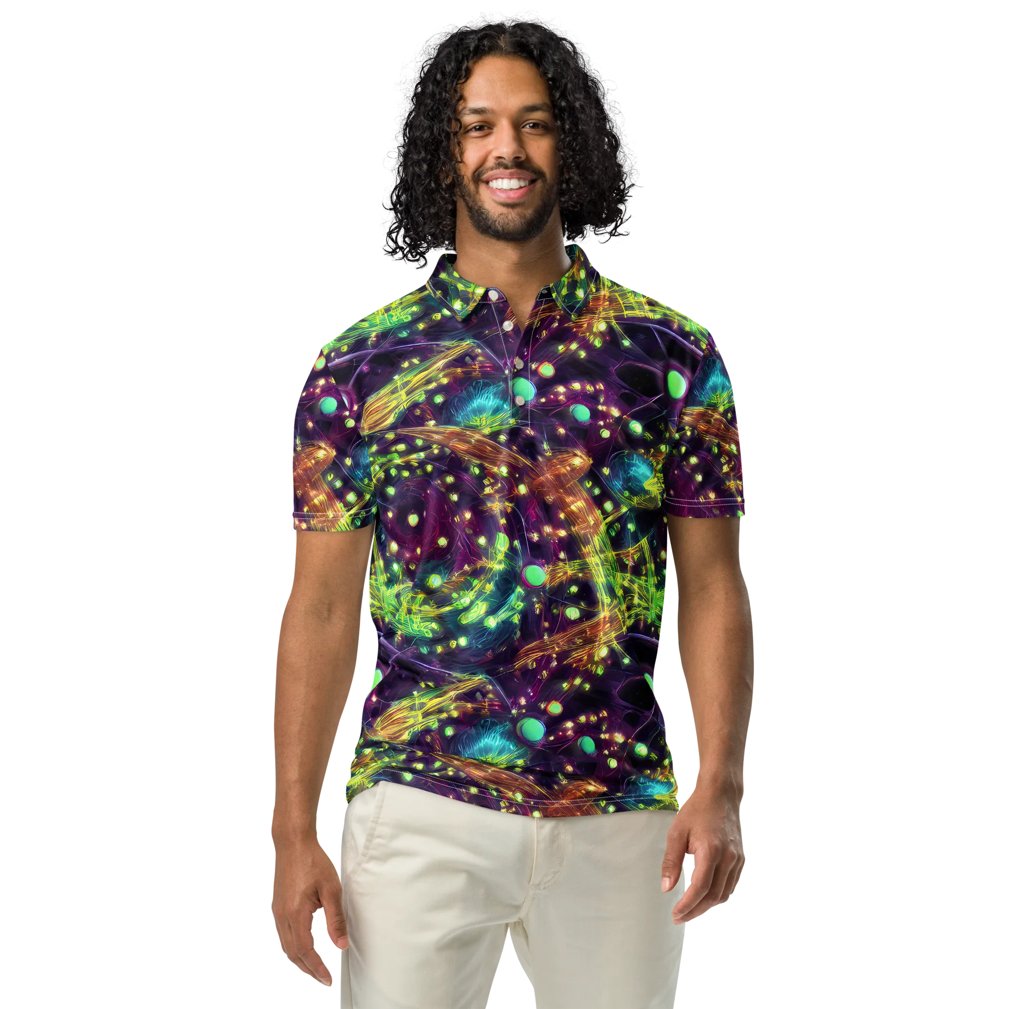 Astral Organica on Men's Slim Fit Polo Shirt — Front