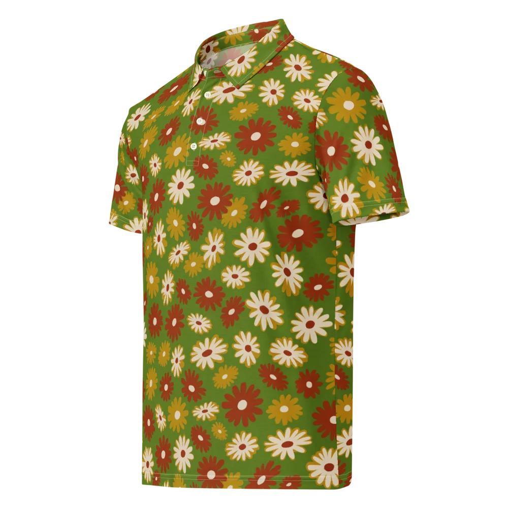 Harvest Daisy on Men's Slim Fit Polo Shirt — Left Front