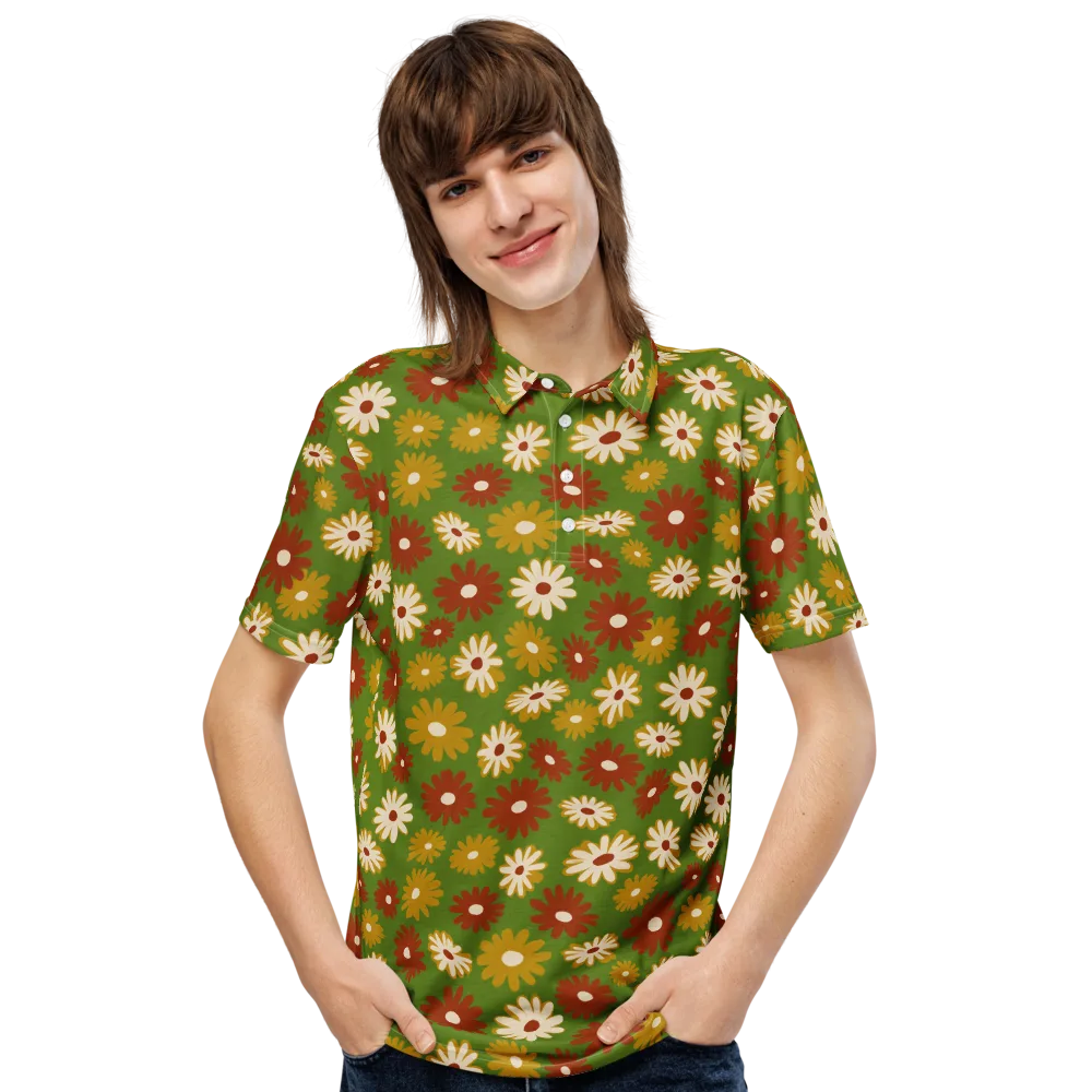 Harvest Daisy on Men's Slim Fit Polo Shirt — Front