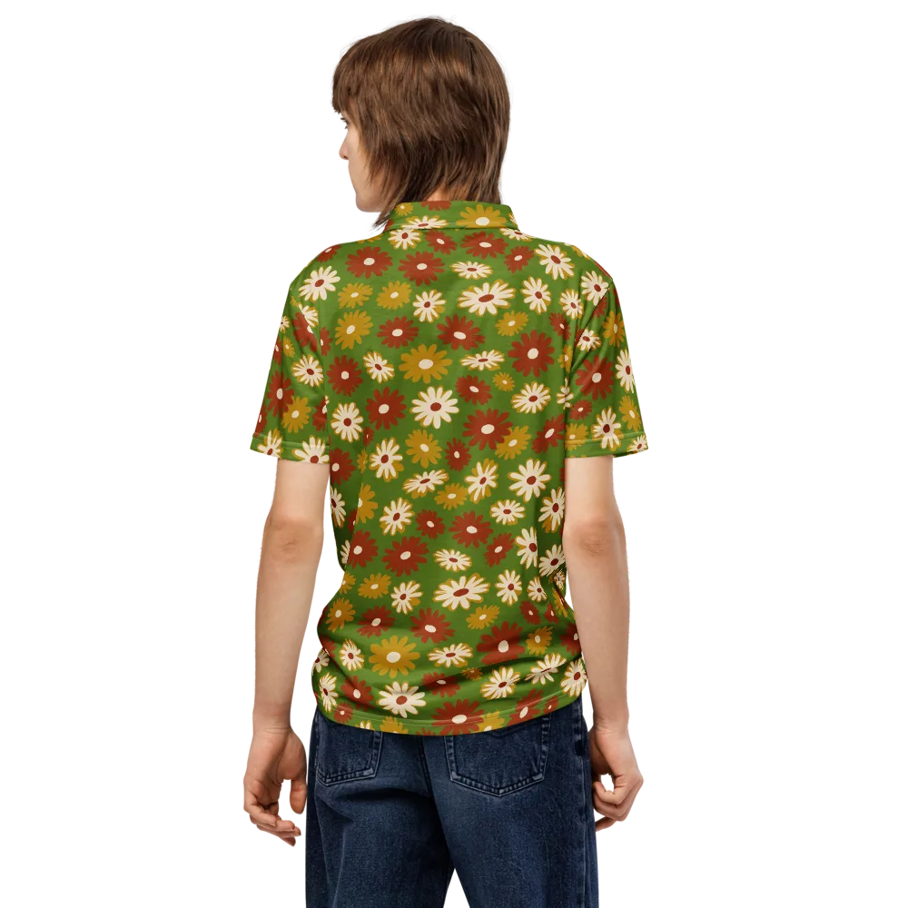 Harvest Daisy on Men's Slim Fit Polo Shirt — Back