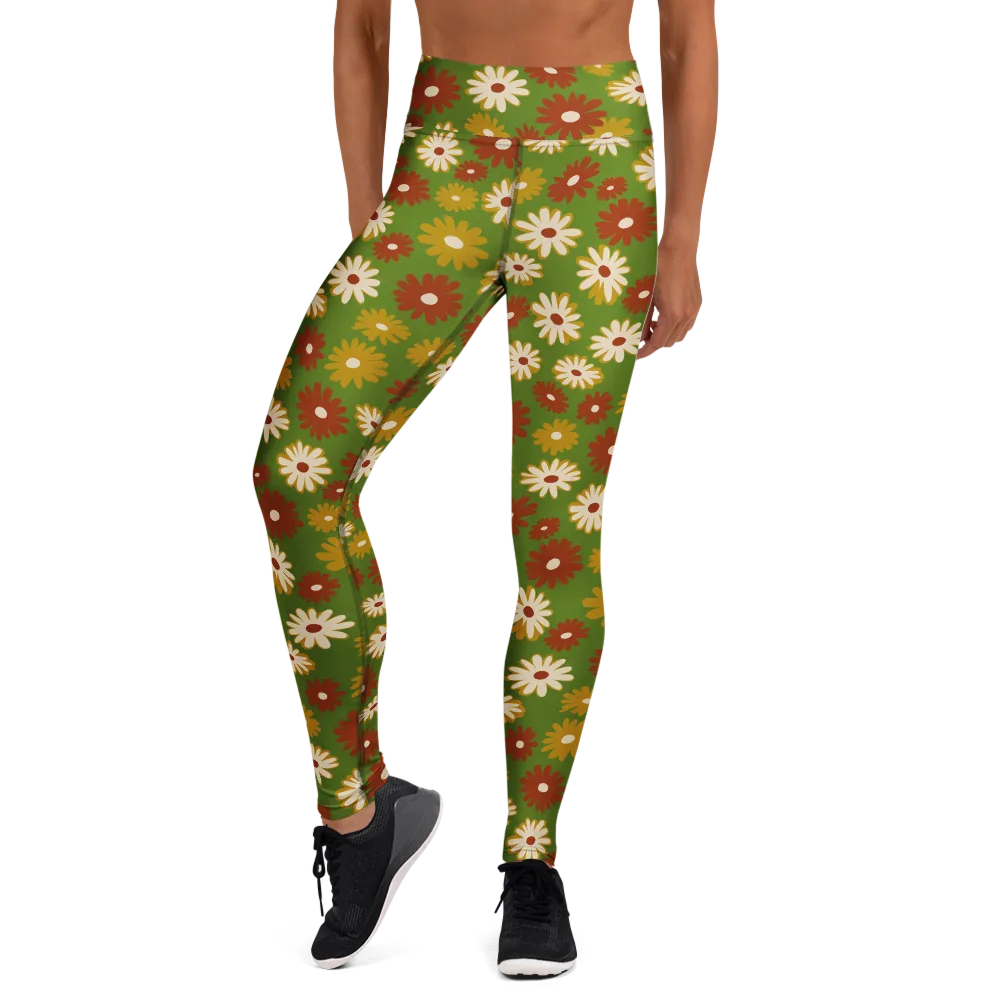 Harvest Daisy on Yoga Leggings — Front