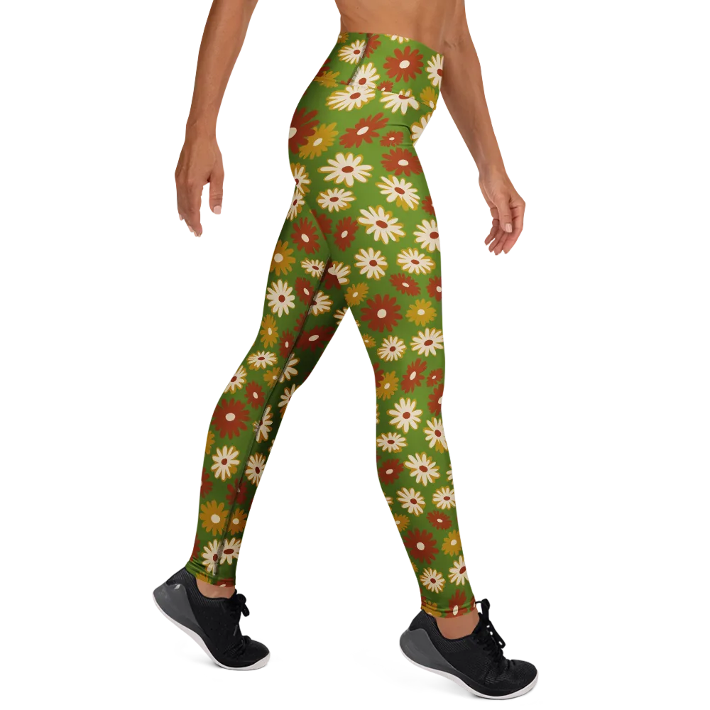 Harvest Daisy on Yoga Leggings — Right