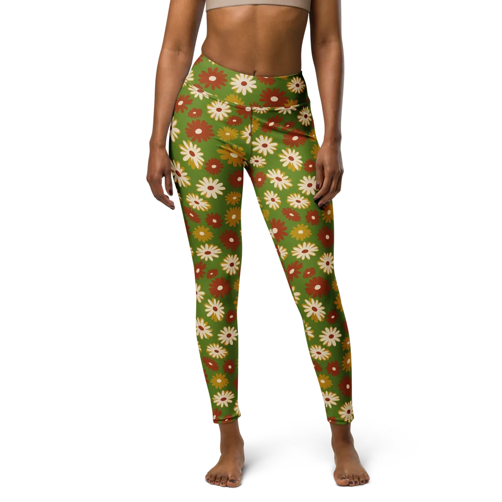 Harvest Daisy on Yoga Leggings — Front