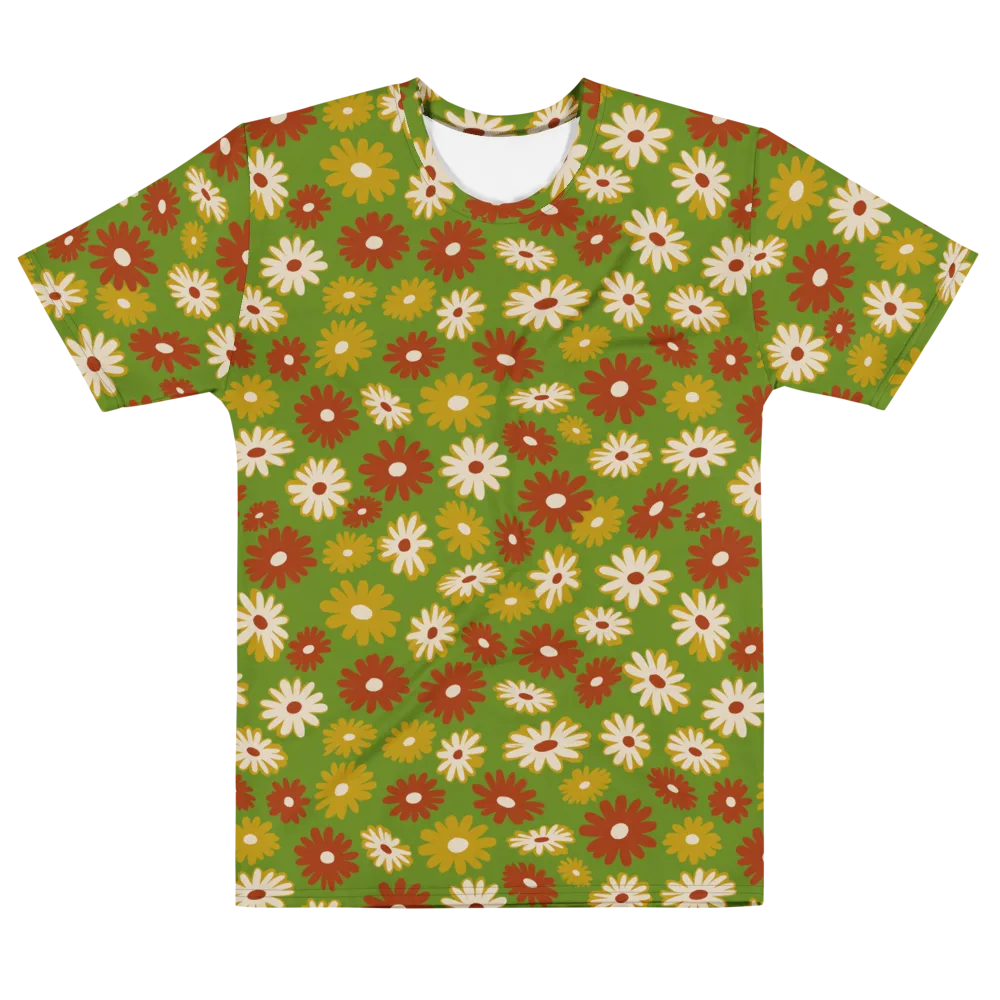 Harvest Daisy on Men's Cotton Crew Neck T-Shirt — Front
