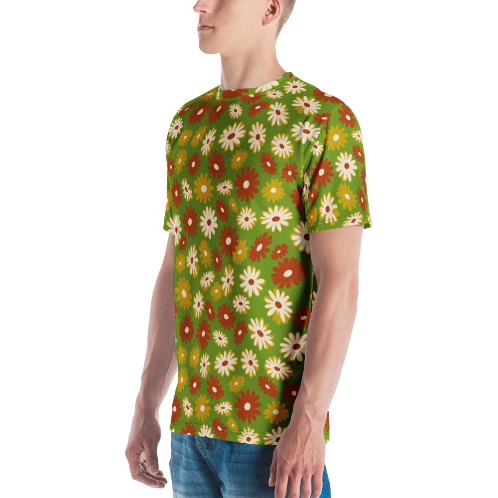 Harvest Daisy on Men's Crew Neck T-Shirt — Left