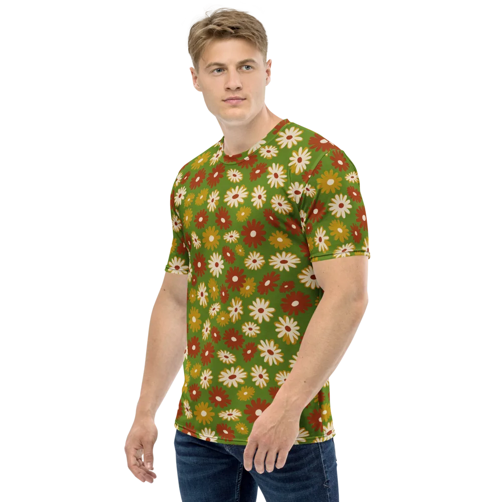 Harvest Daisy on Men's Crew Neck T-Shirt — Left