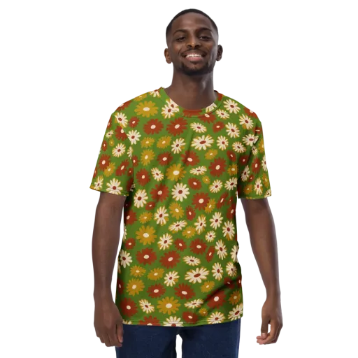 Harvest Daisy on a Men's Crew Neck T-Shirt