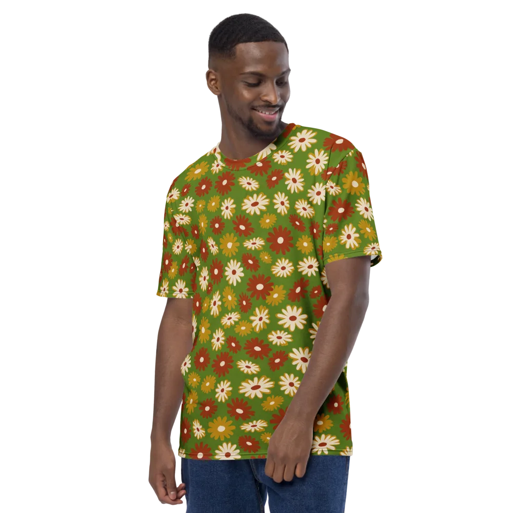 Harvest Daisy on Men's Crew Neck T-Shirt — Left