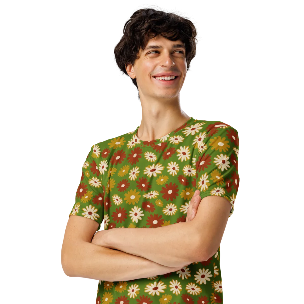 Harvest Daisy on Men's Crew Neck T-Shirt — Left Front