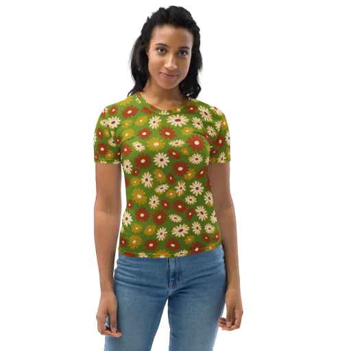 Harvest Daisy on a Women's Crew Neck T-Shirt
