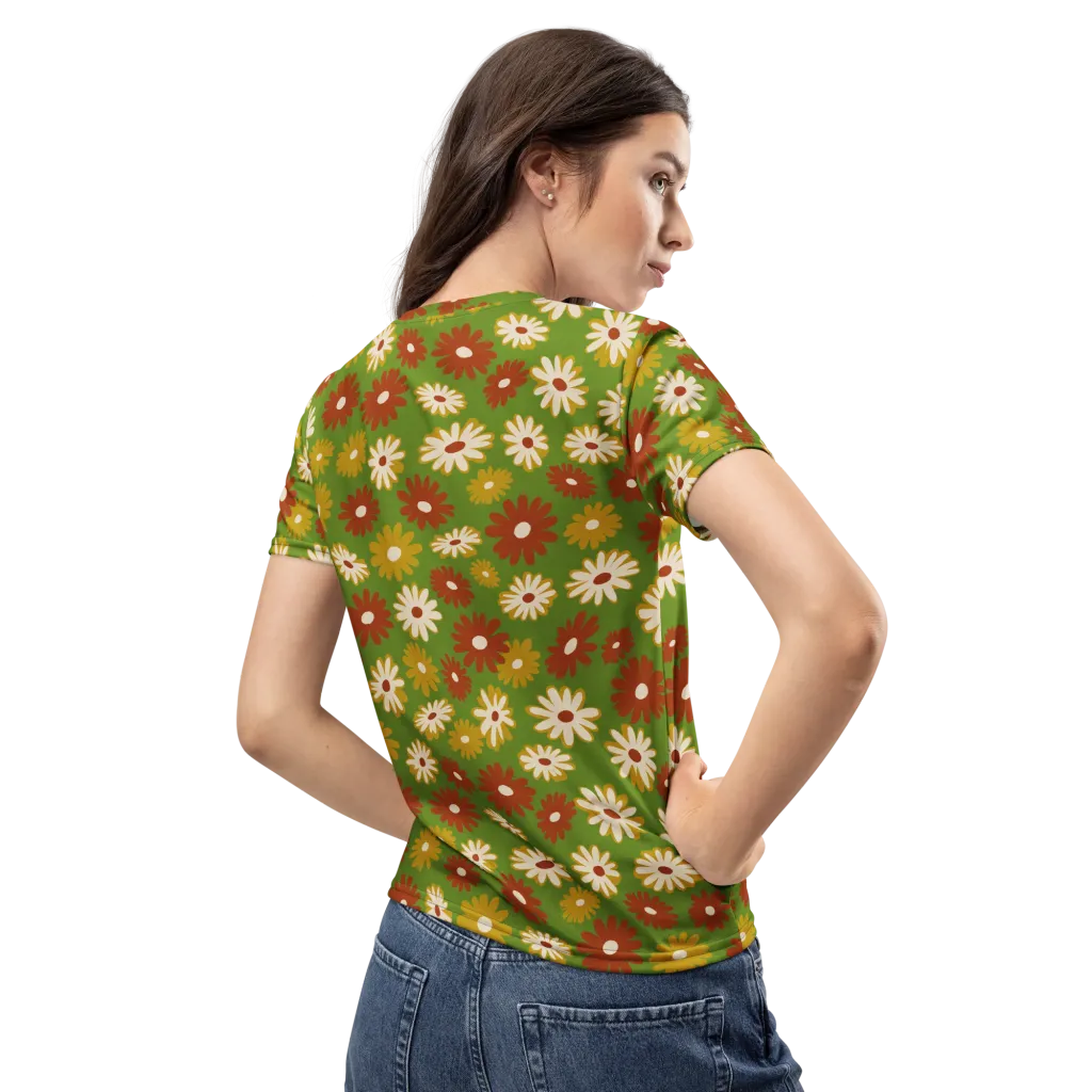 Harvest Daisy on Women's Crew Neck T-Shirt — Back
