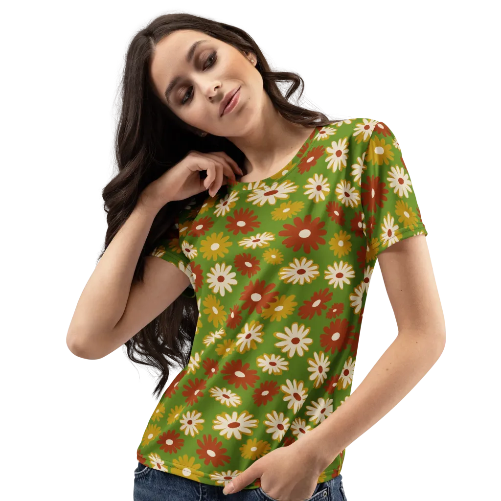 Harvest Daisy on Women's Crew Neck T-Shirt — Left Front