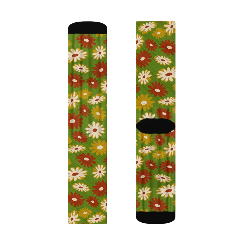 Harvest Daisy on Socks — Left Sock