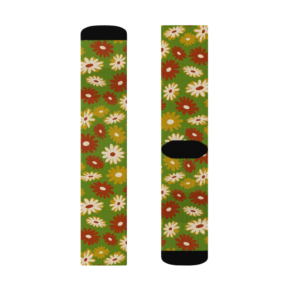 Harvest Daisy on Socks — Right Sock