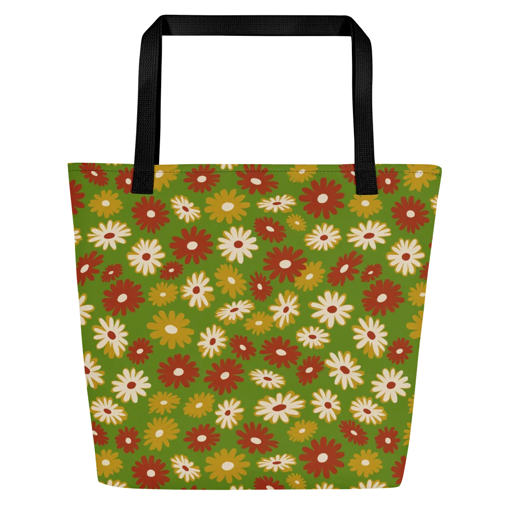 Harvest Daisy on Large Tote Bag W/ Pocket — Front