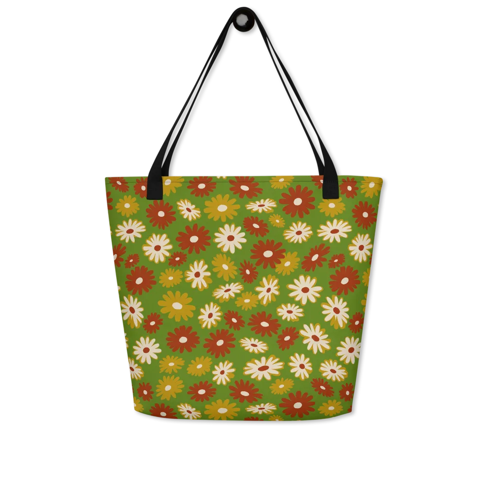 Harvest Daisy on Large Tote Bag W/ Pocket — Front