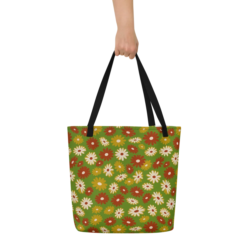 Harvest Daisy on Large Tote Bag W/ Pocket — Front