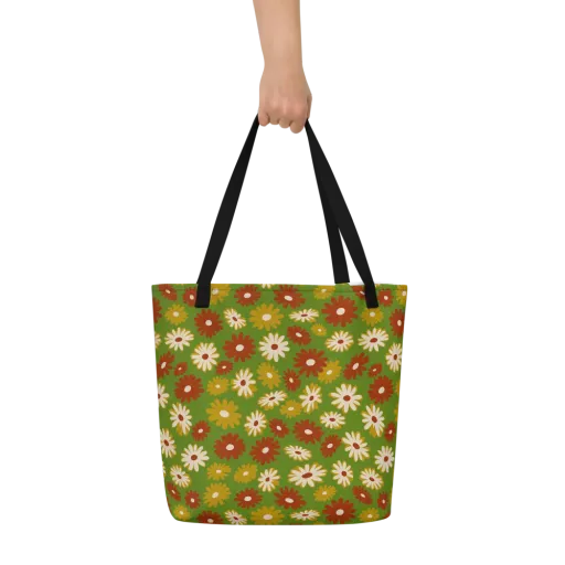Harvest Daisy on a Large Tote Bag W/ Pocket