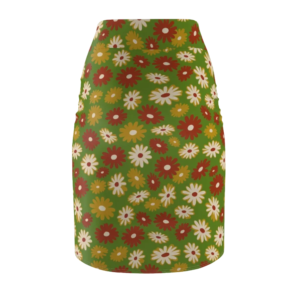 Harvest Daisy on Pencil Skirt — Back