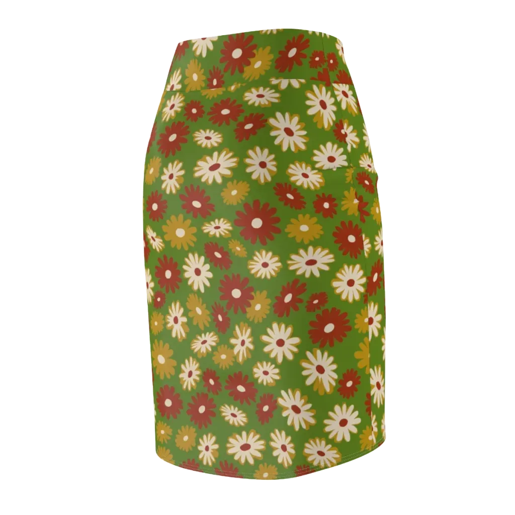 Harvest Daisy on Pencil Skirt — Back Side