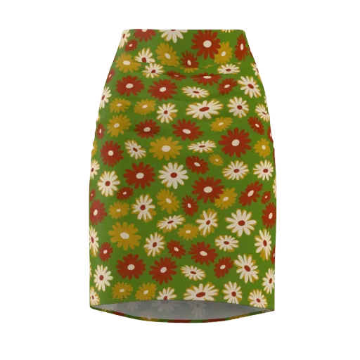 Harvest Daisy on a Pencil Skirt