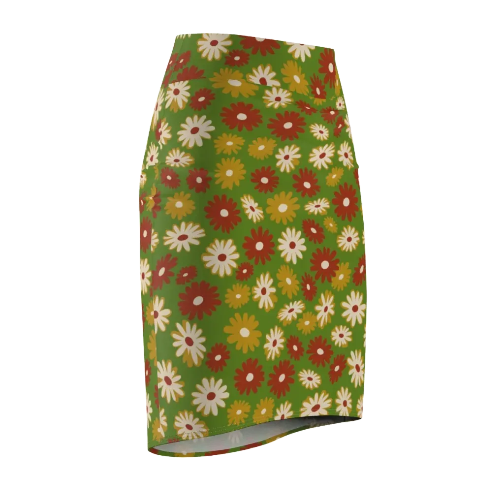 Harvest Daisy on Pencil Skirt — Front Side