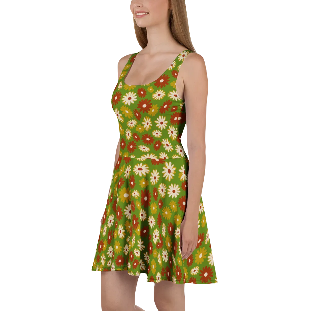 Harvest Daisy on Skater Dress — Left
