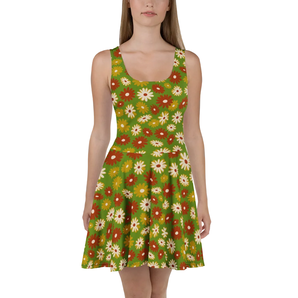 Harvest Daisy on Skater Dress — Front