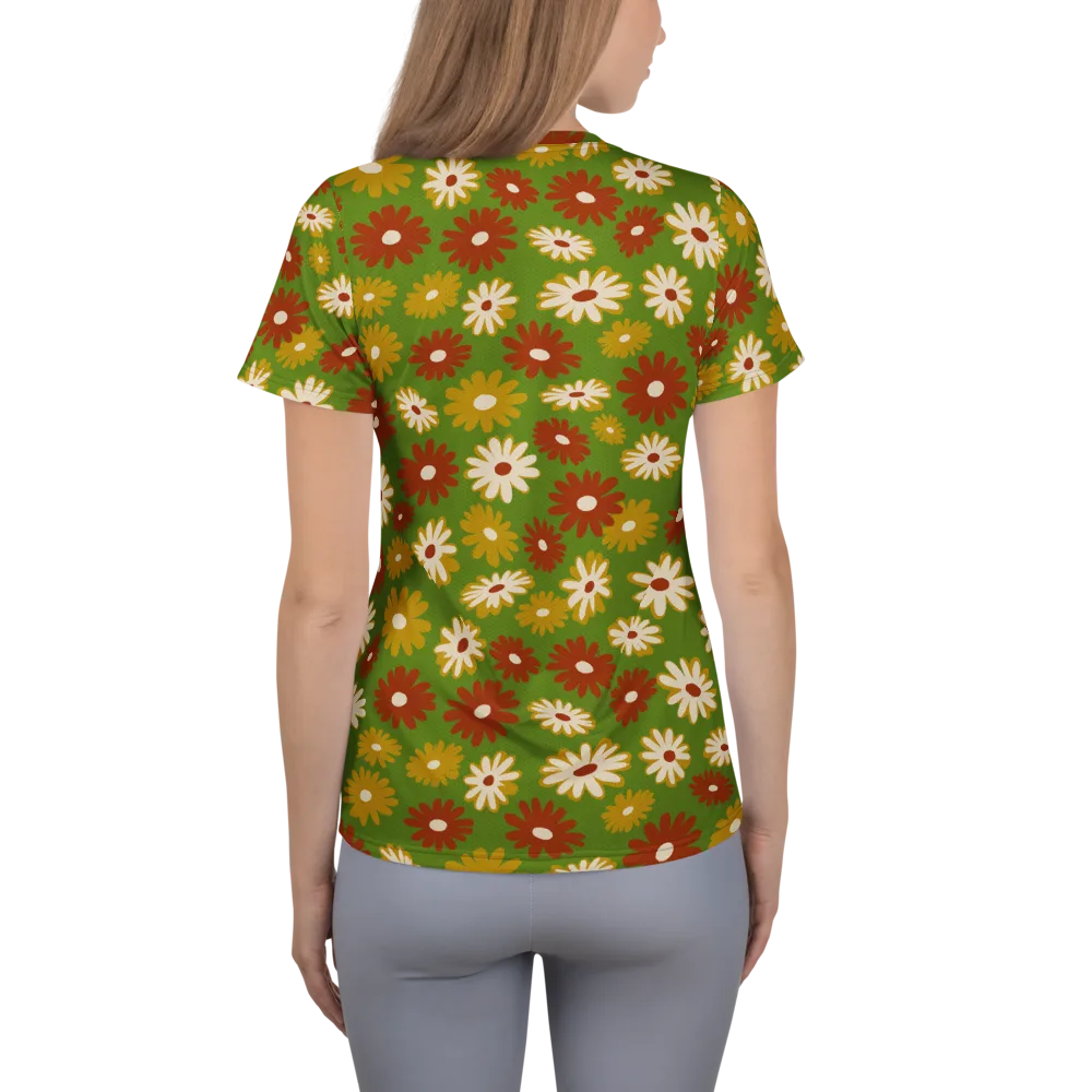 Harvest Daisy on Women's Athletic T-Shirt — Back