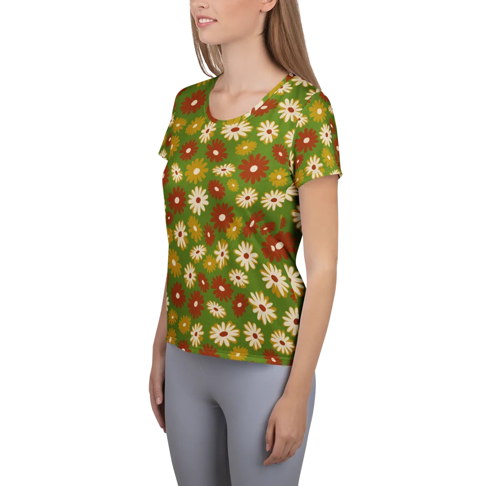 Harvest Daisy on Women's Athletic T-Shirt — Left