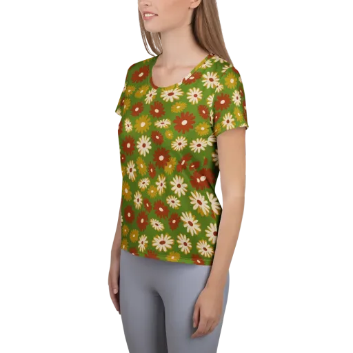Harvest Daisy on a Women's Athletic T-Shirt