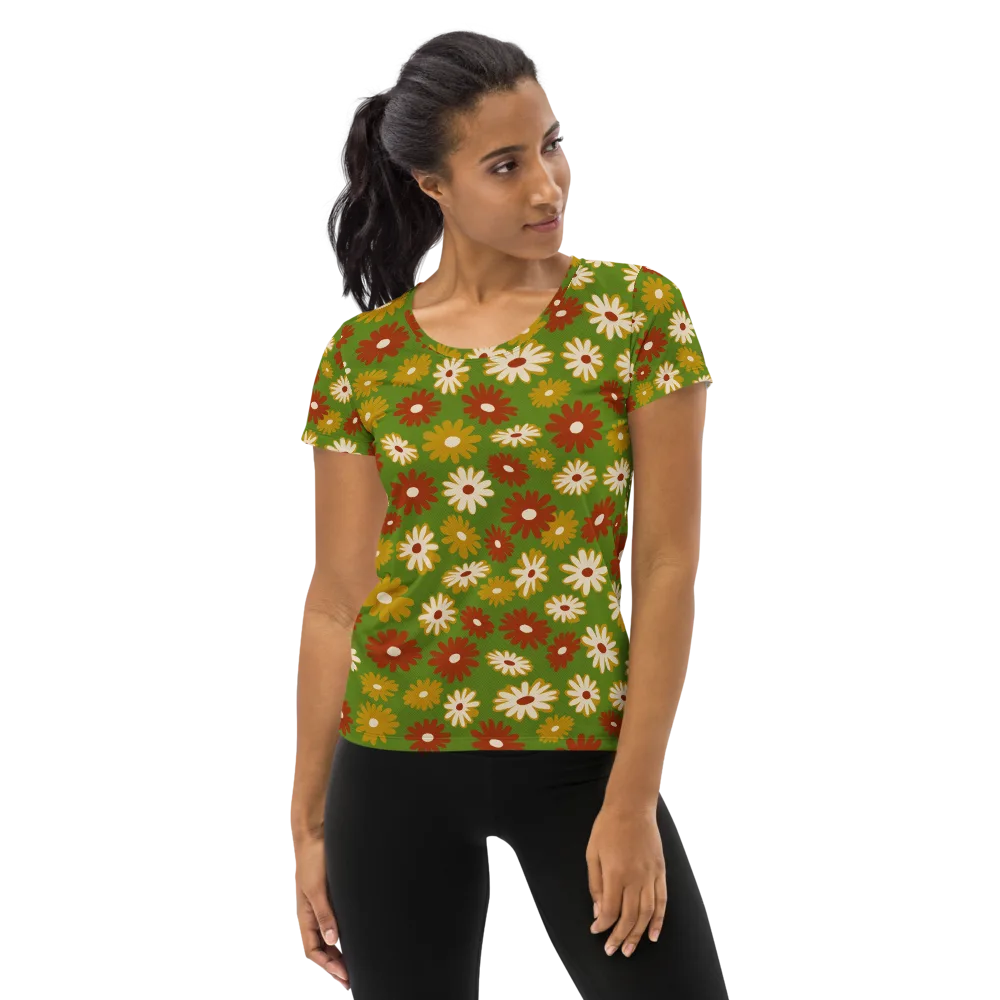 Harvest Daisy on Women's Athletic T-Shirt — Front