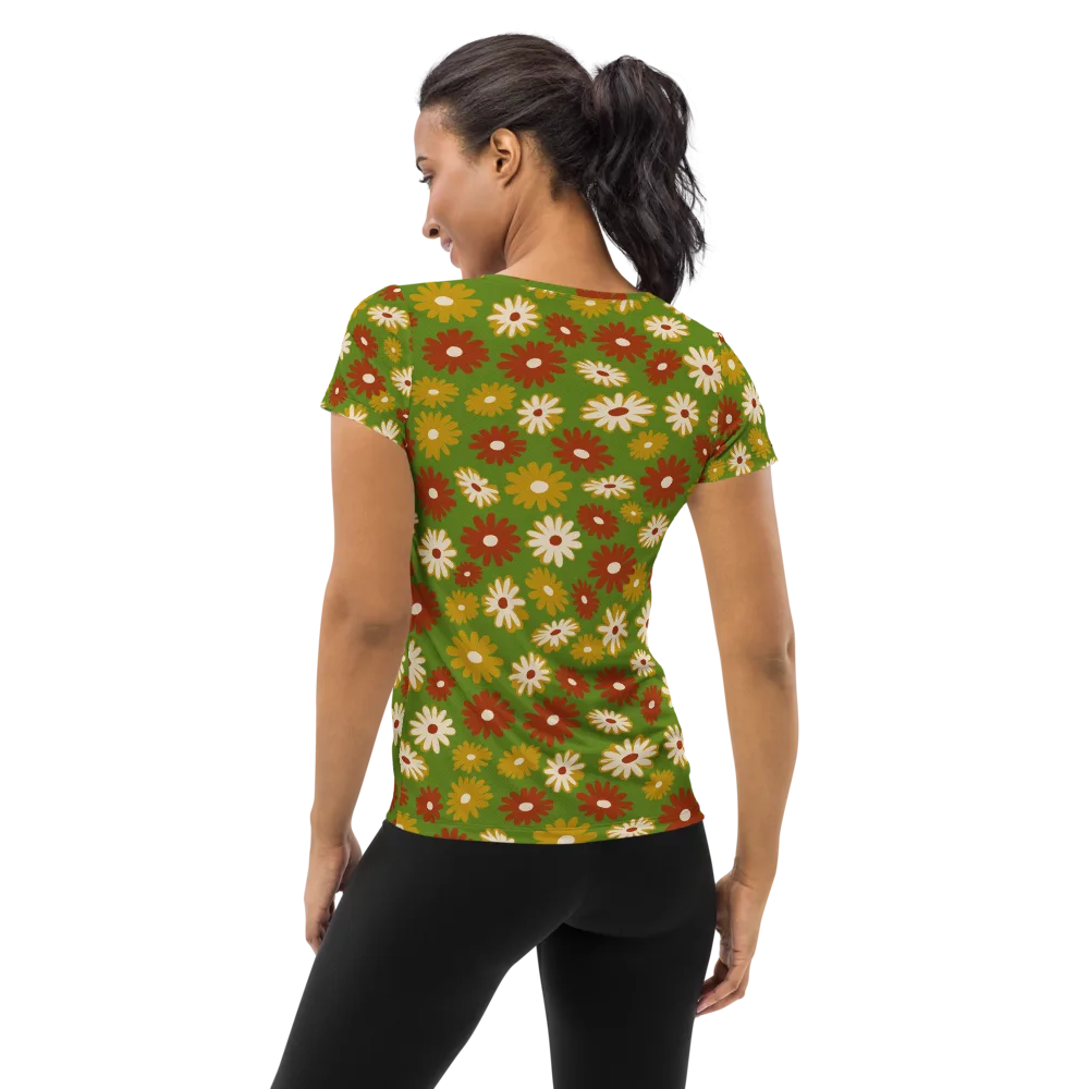 Harvest Daisy on Women's Athletic T-Shirt — Back