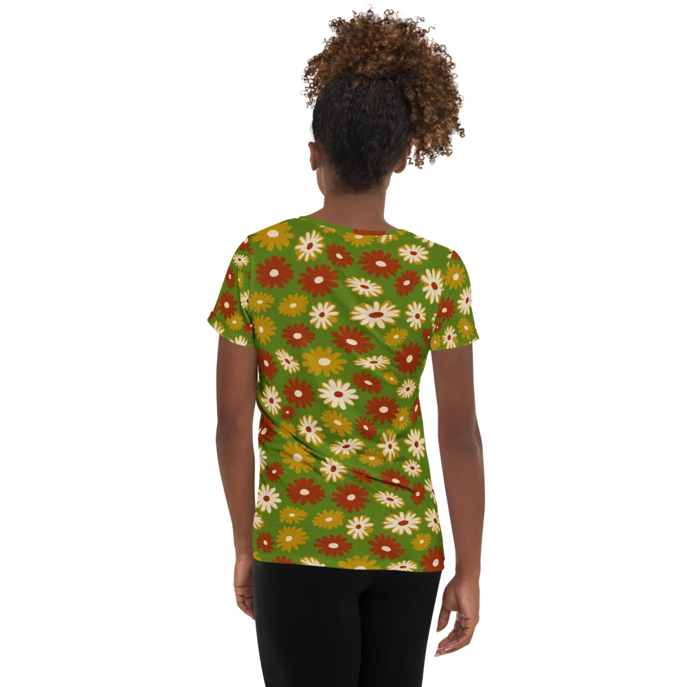 Harvest Daisy on Women's Athletic T-Shirt — Back