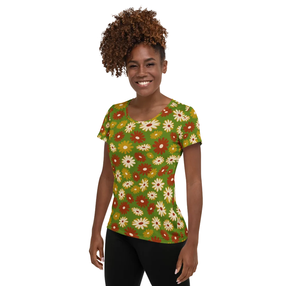Harvest Daisy on Women's Athletic T-Shirt — Left