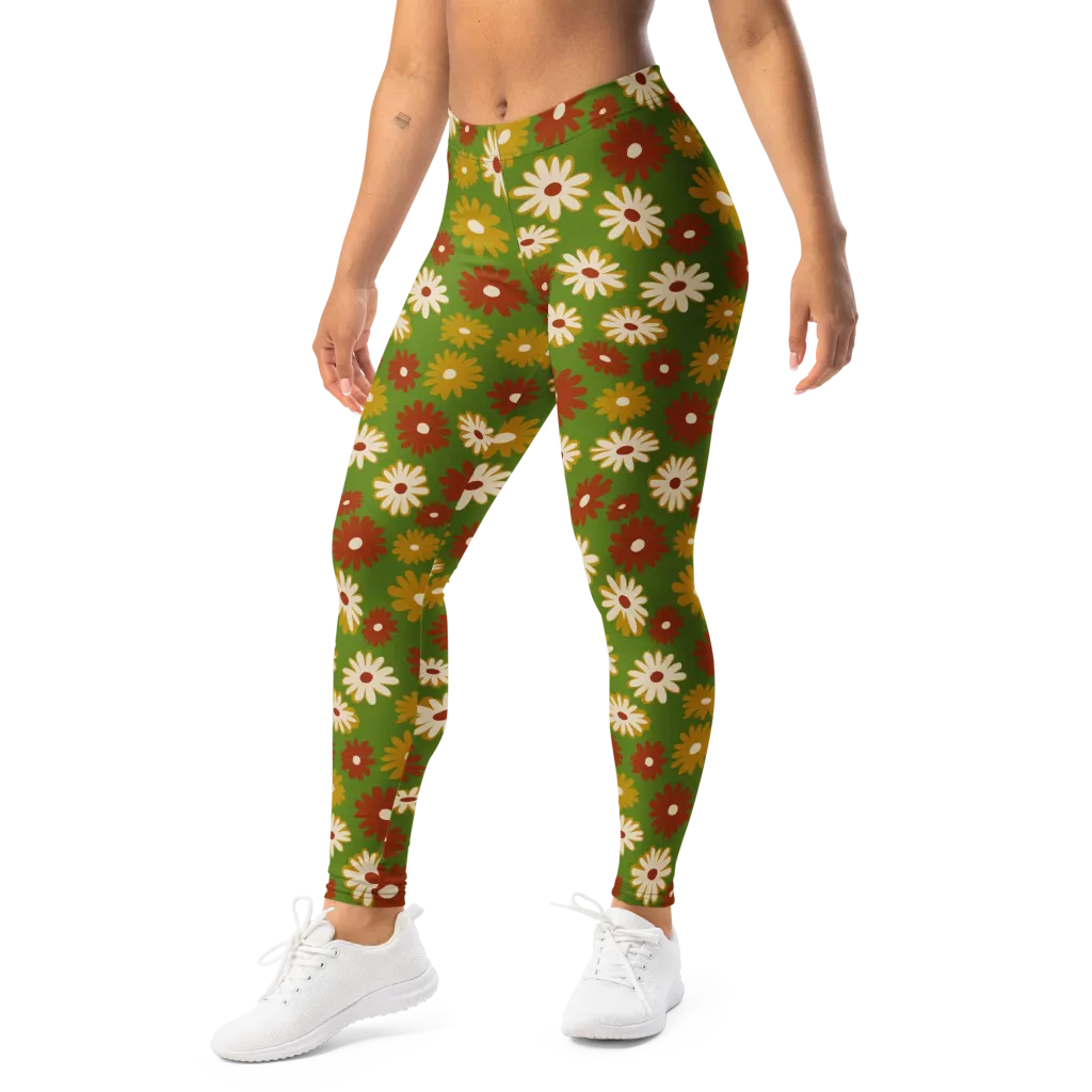 Harvest Daisy on Leggings — Left Front