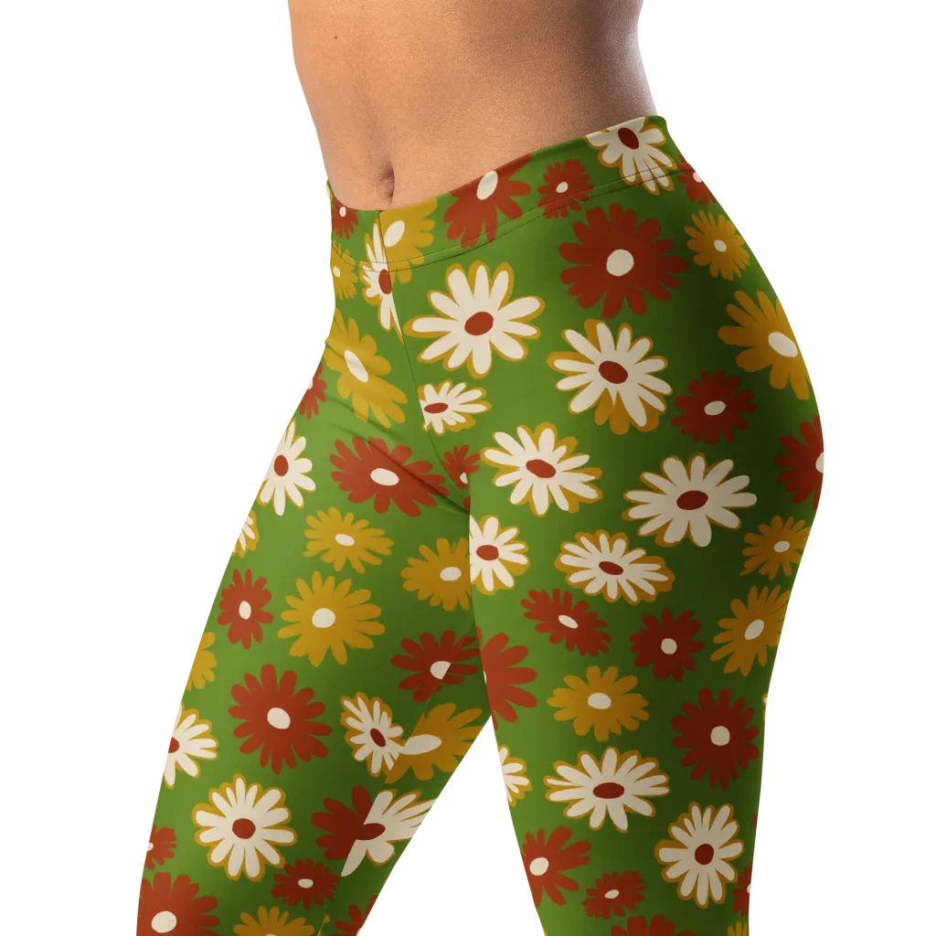 Harvest Daisy on Leggings — Left Front