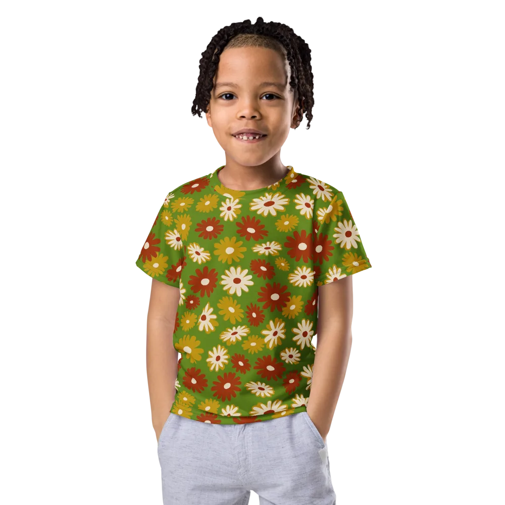 Harvest Daisy on Kids Crew Neck T-Shirt — Front