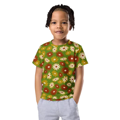 Harvest Daisy on a Kids Crew Neck T-Shirt