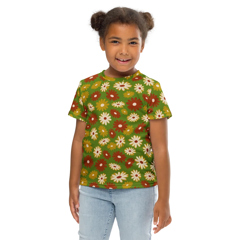 Harvest Daisy on Kids Crew Neck T-Shirt — Front