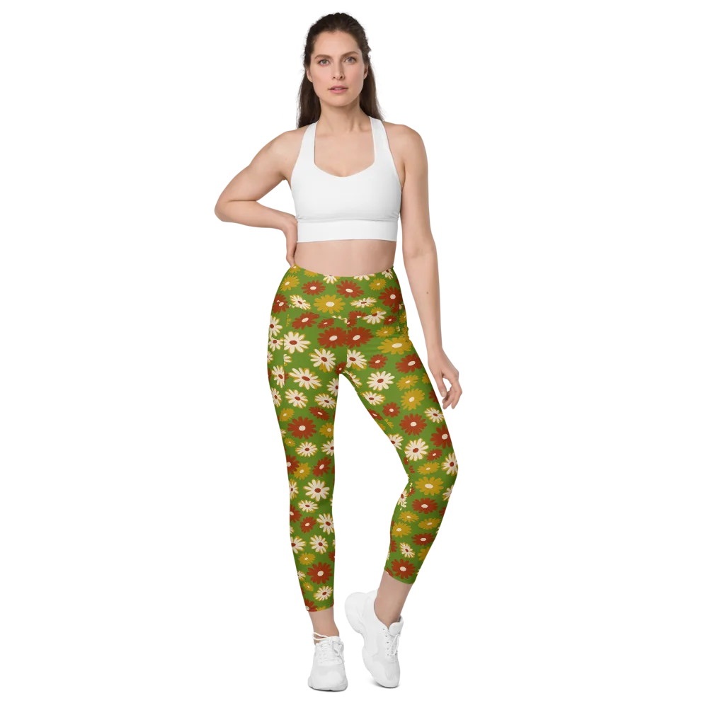Harvest Daisy on Leggings with Pockets — Front