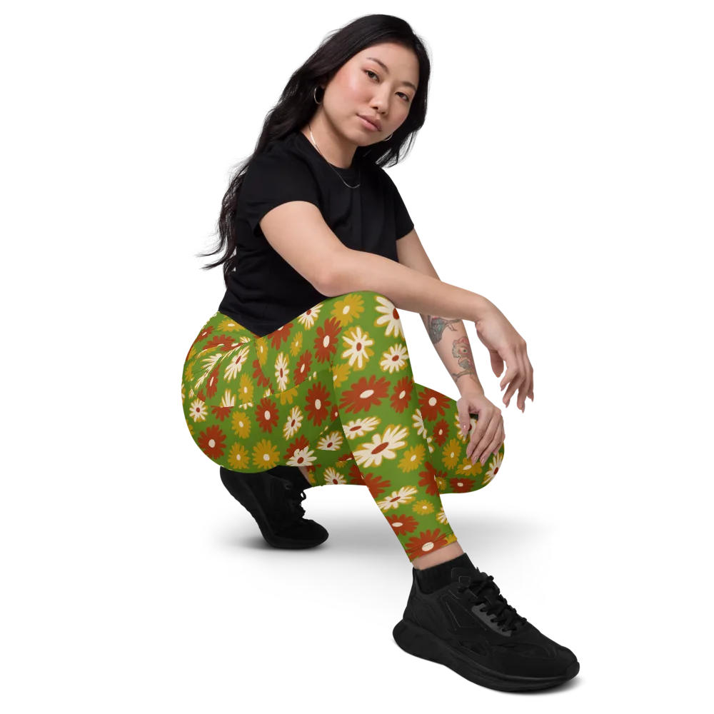 Harvest Daisy on Leggings with Pockets — Right Front