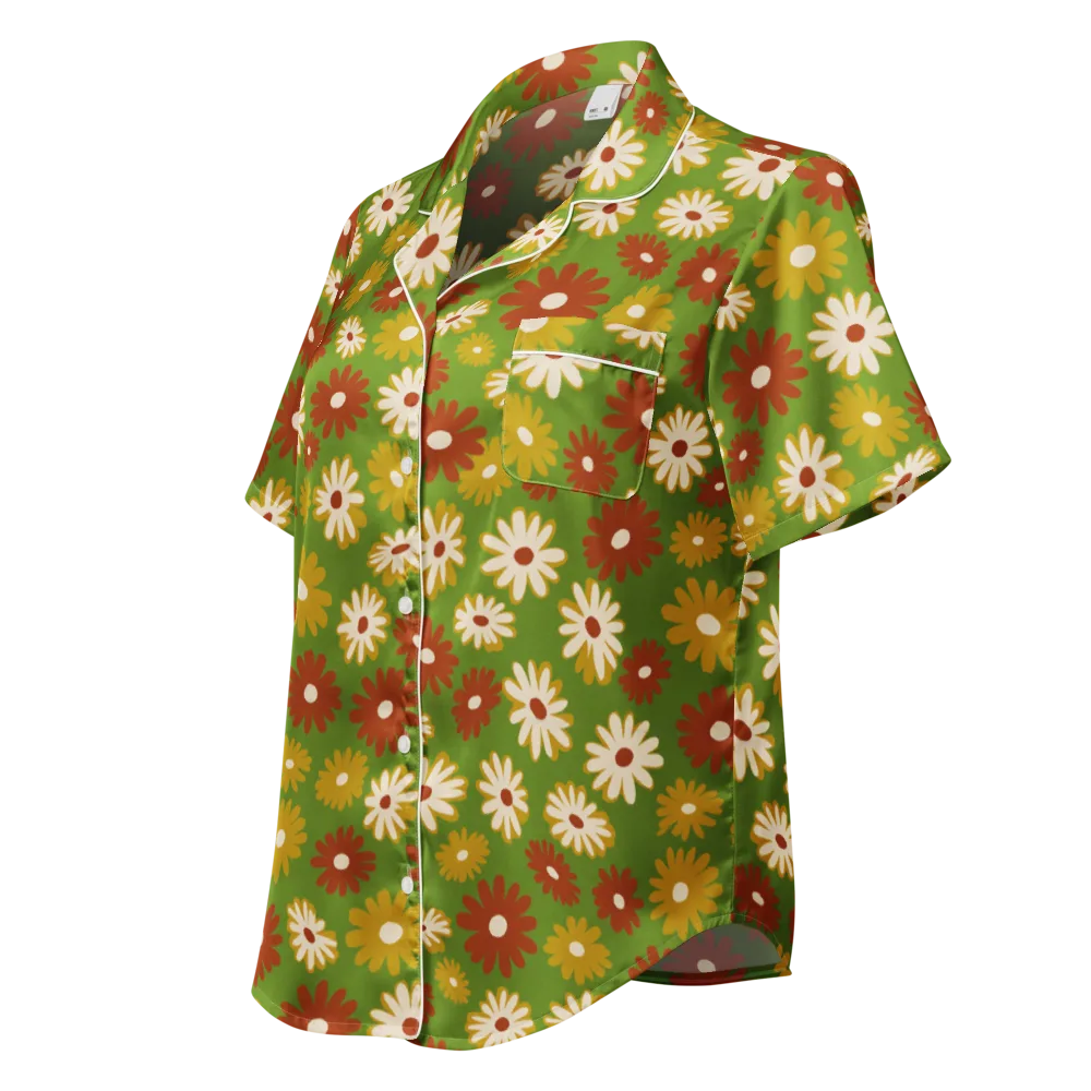 Harvest Daisy on Women's Short Sleeve Pajama Top — Left Front