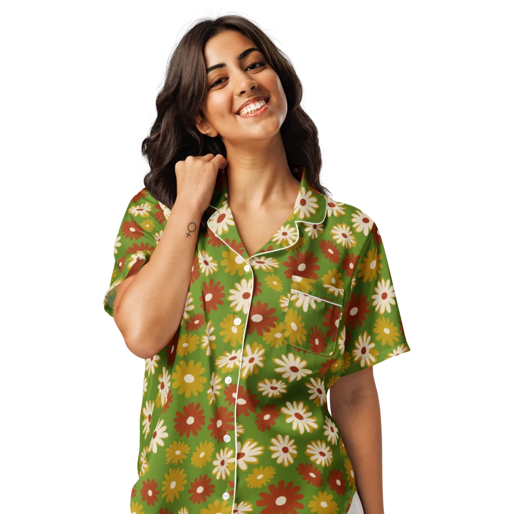 Harvest Daisy on Women's Short Sleeve Pajama Top — Front