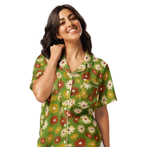 Harvest Daisy on a Women's Short Sleeve Pajama Top