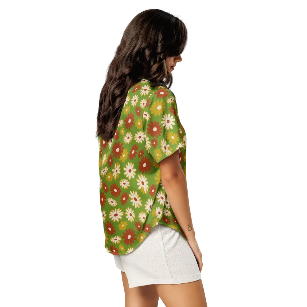 Harvest Daisy on Women's Short Sleeve Pajama Top — Right Back