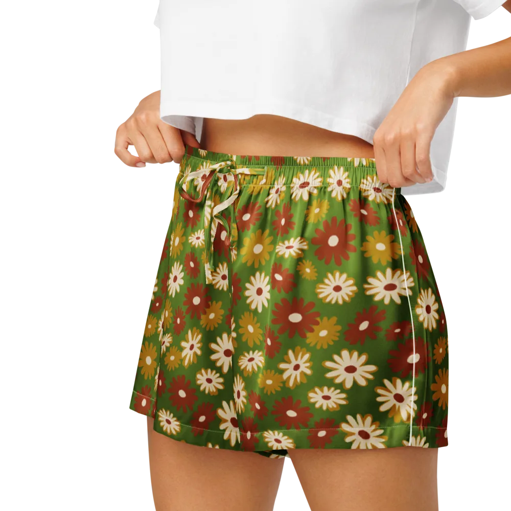 Harvest Daisy on Women's Pajama Shorts — Left
