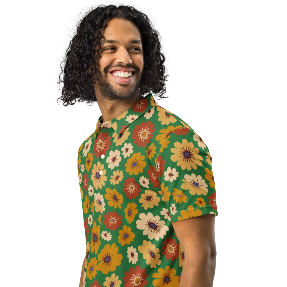 Garden Groove on Men's Slim Fit Polo Shirt — Left Front