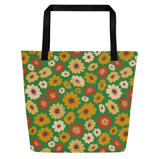 Garden Groove on a Large Tote Bag W/ Pocket