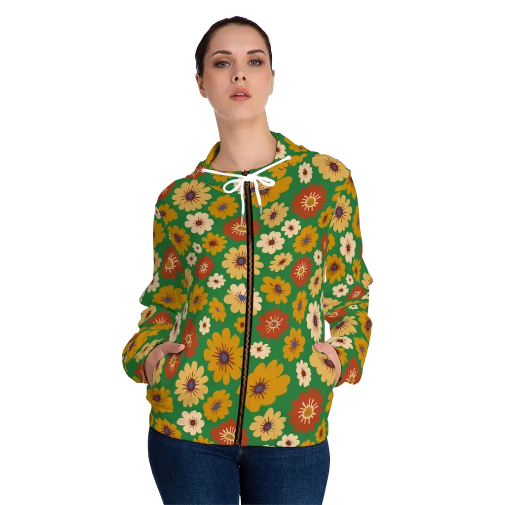 Garden Groove on Women's Full-Zip Hoodie — Front On Person